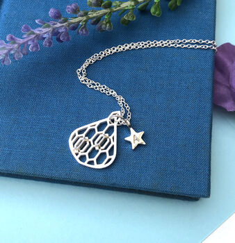 Geometric Honeycomb Drop With Initial Star Necklace, 5 of 9