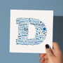 Blue Star Personalised Birthday Card For Him Any Letter, thumbnail 4 of 6