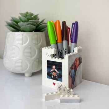 Personalised Daddy And Me Lego® Brick Pencil Pot Desk Tidy, 3 of 6