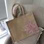 Flower Jute Tote Bag, thumbnail 2 of 4