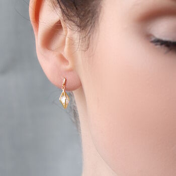 Rhombus Jewel Dainty Drop Earrings, 4 of 5