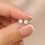 Sterling Silver White Opal Mini Stud Earrings, thumbnail 1 of 9