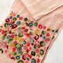 Hand Embroidered 100% Linen Scarf In Blush Pink Floral, thumbnail 2 of 6