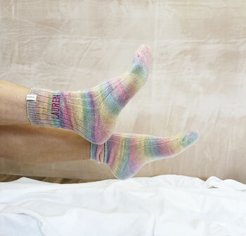 Embroidered Rainbow Snug Socks, 3 of 6