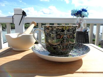 Large Cup And Saucer In William Morris Black Strawberry Thief Design, 12 of 12
