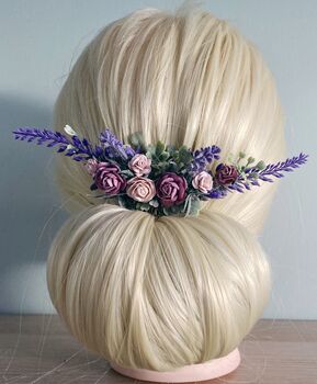 Lavender Flower Hair Comb, 3 of 8