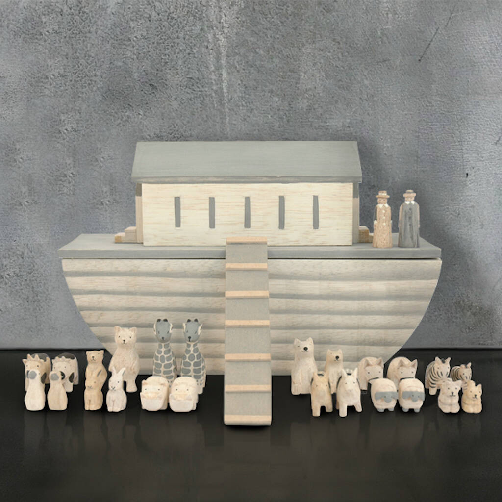 Large Wooden Noah's Ark Set By Pink Pineapple Home & Gifts