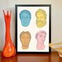 Ancient Male Portraits Illustrative Art Print, thumbnail 5 of 5