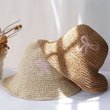 Monaco Cream Baby Pink Ombré Ribbon Straw Beach Hat, 2 of 5