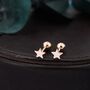 Tiny Star Screw Back Earrings In Sterling Silver, thumbnail 7 of 12