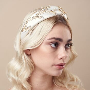 Ivory Padded Headband With Swarovski Crystals Angelica, 3 of 12