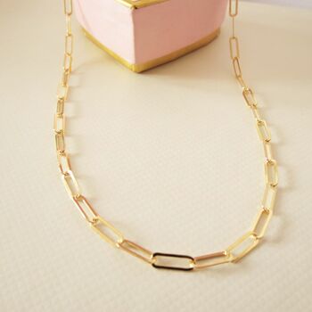 Gold Plated Long Link Layering Choker Necklace, 2 of 4