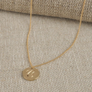 Medium Classic Solid Gold Disc Initial Necklace, 5 of 12