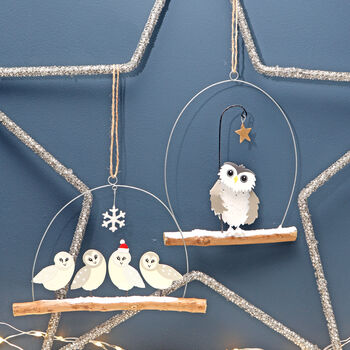Christmas Tree Owl And Star Hanging Decoration, 5 of 5