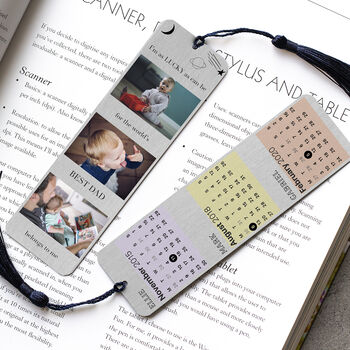 Calendar Date Double Sided Metal Photo Bookmark, 2 of 8