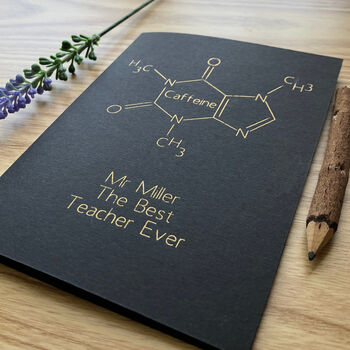 Personalised Coffee Molecule Chemistry Teacher Card, 8 of 9