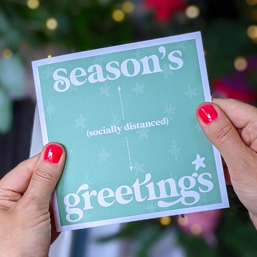 Socially Distanced Greetings Christmas Card By Hands & Hearts