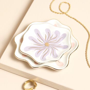 Set Of Two Wavy Organic Floral Trinket Dish Set, 3 of 5