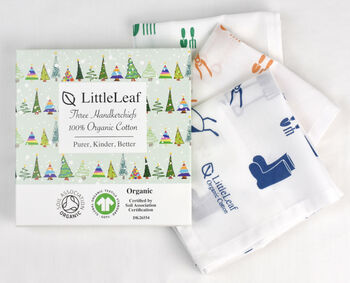 Organic Handkerchief Set Of Three In A Christmas Box, 6 of 9