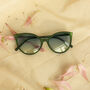 Delicate Large Cat Eye Sunglasses In Green, thumbnail 1 of 3