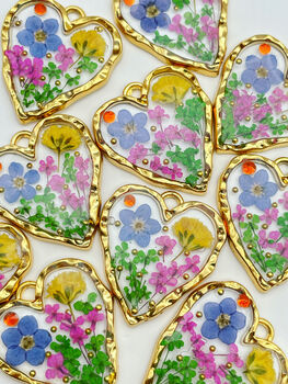 Forgetmenot Flowers Heart Dangle Earrings Gold Or Silver, 4 of 11