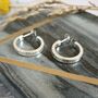 Silver Bark Hammered Texture Hoop Stud Earrings, thumbnail 2 of 6