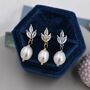 Marquise Cz Trio With Dangling Baroque Pearl Earrings, thumbnail 6 of 12