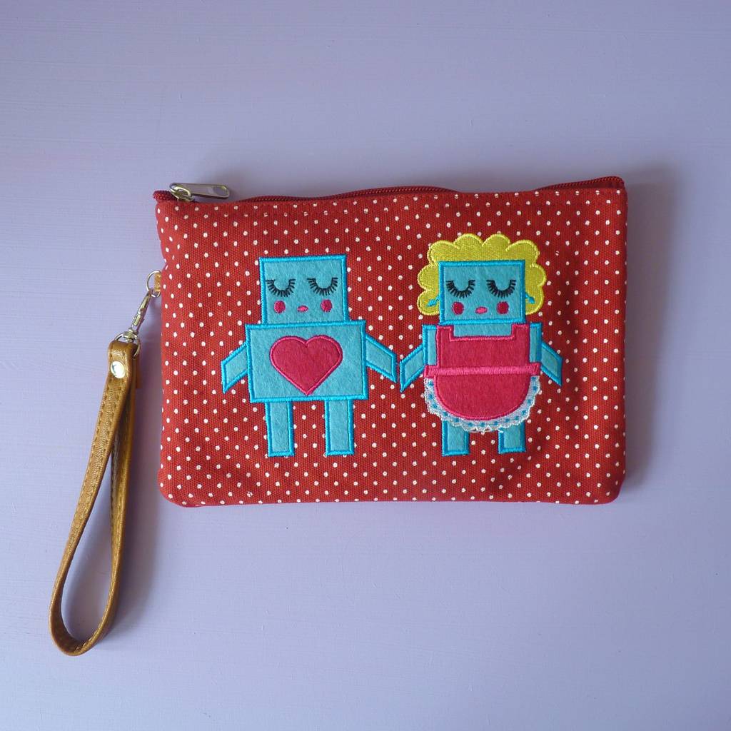 Robot Love Cosmetic Pouch / Clutch, 1 of 4