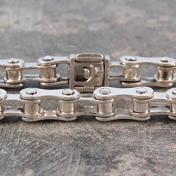 Gold Men's Sterling Silver Bike Chain Bracelet, 4 of 6