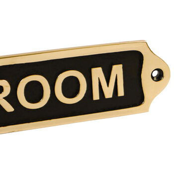 Bedroom Door Sign Plaque Antique Brass Finish, 3 of 5