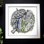 The Leeds Waterfront Globe Hand Drawn Map Print, thumbnail 2 of 5
