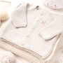 New Baby Pale Grey And Cream Knitted Blanket And Outfit, thumbnail 6 of 12