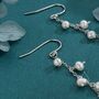 Sterling Silver Natural Freshwater Pearl Cluster Drop Dangle Earrings, thumbnail 7 of 11