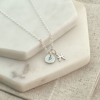 Pisces, Initial And Birthstone Necklace, 2 of 7