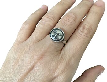 Moon Face Sterling Silver Adjustable Ring, 7 of 9