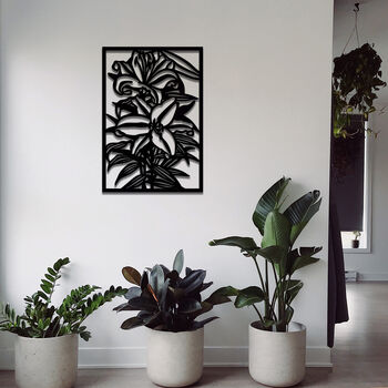 Lily Bloom Wooden Wall Art Elegant Botanical Carving, 7 of 12