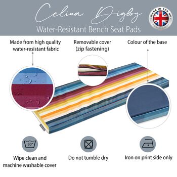 Pixel Stripes Water Resistant Garden Bench Seat Pad, 4 of 5