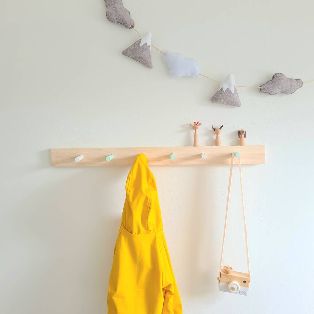 Wooden Coat Rack With Colorful Pegs, 1 of 7