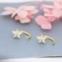 Forget Me Not Flower Cz Huggie Hoop Earrings, thumbnail 3 of 10