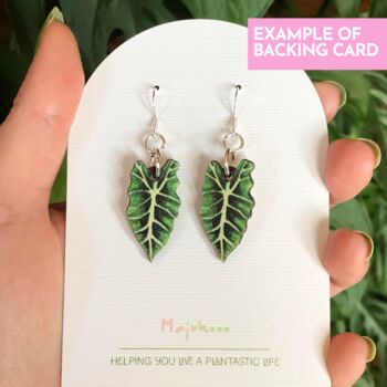 Pink Philodendron Leaf Plant Earrings, 10 of 12