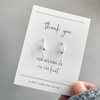 Wedding Thank You Knot Heart Silver Earrings, 5 of 5