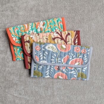 Colourful Handmade Quilted Block Printed Pouches, 4 of 6