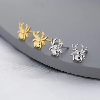 Spider Stud Earrings In Sterling Silver, 2 of 12