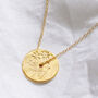 Birth Flower Disc Necklace In 18 Carat Gold Vermeil, thumbnail 1 of 12