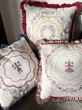 Cross Stitch Cushion Girl, 4 of 6