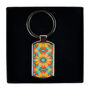 Moroccan Flower Blue Orange Key Ring, thumbnail 5 of 10