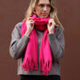 Hot Pink Heavyweight Tassel Scarf, thumbnail 1 of 5