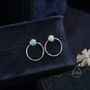 Double Circle Aqua Green Opal Ear Jacket, thumbnail 3 of 10