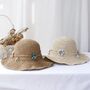 Monaco Beige Ombré Flower Petals Beach Hat, thumbnail 5 of 6