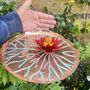Copper Lily Pad Sculpture With Red Flower Large Outdoor Garden Art, thumbnail 5 of 5